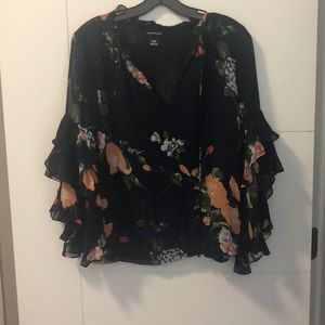 Statement sleeve floral blouse